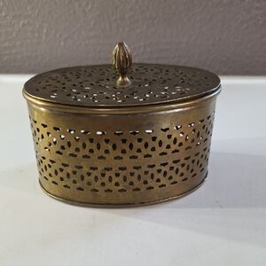 Vintage Brass Oval Trinket Or Cricket Box